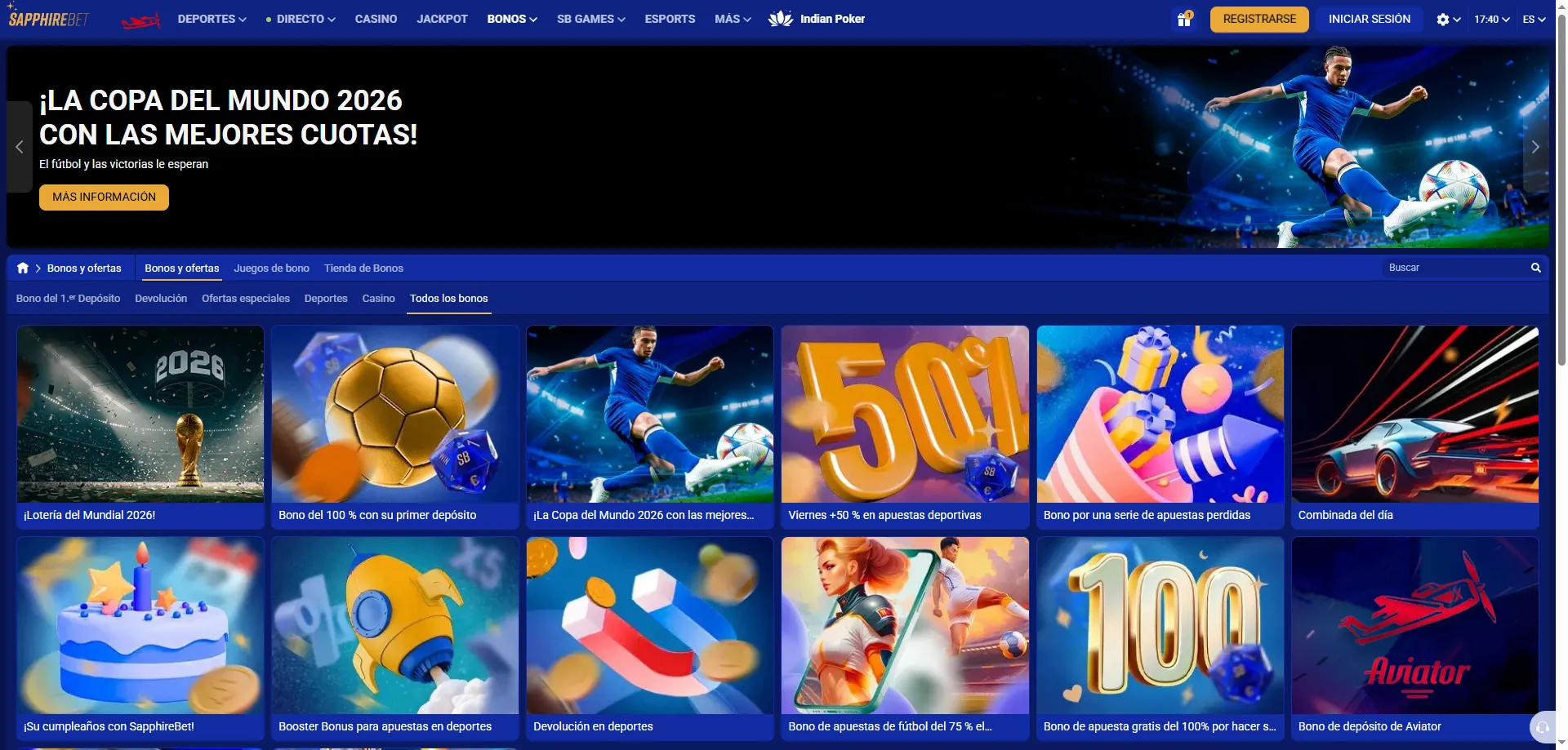SapphireBet bono de bienvenida hasta 2.384.821 ARS más giros gratis