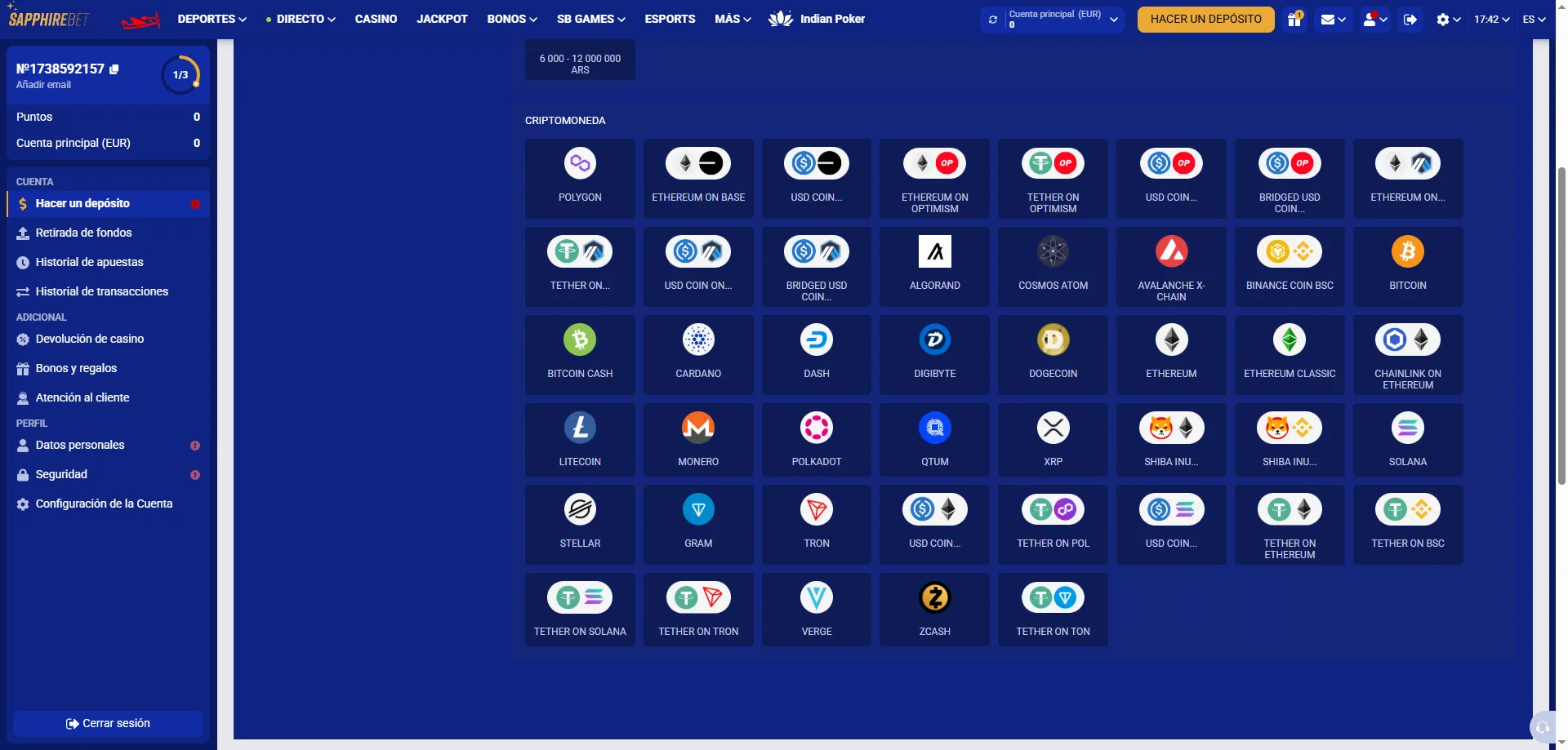 Métodos de pago en SapphireBet Argentina – depósitos y retiros